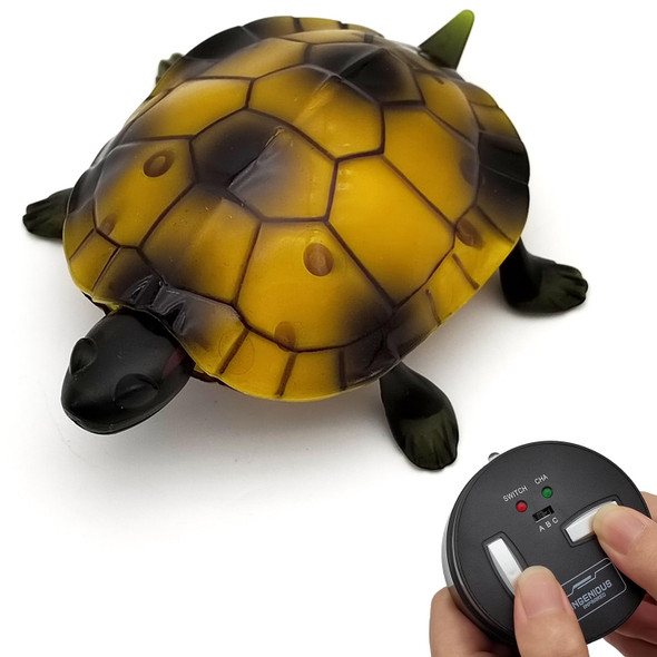 Tipmant Cute Rc Turtle Remote Control Tortoise Toy Realistic Simulation Electric Electronic Animal For Cat Toddler Kids Birthday (Brown)