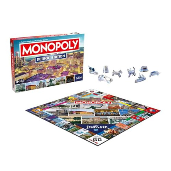 Top Trumps Monopoly Board Game Detroit Mi Edition : 2-6 Players Family Board Games For Kids And Adults, Board Games For Kids 8 And Up, For Kids And Adults, Ideal For Game Night