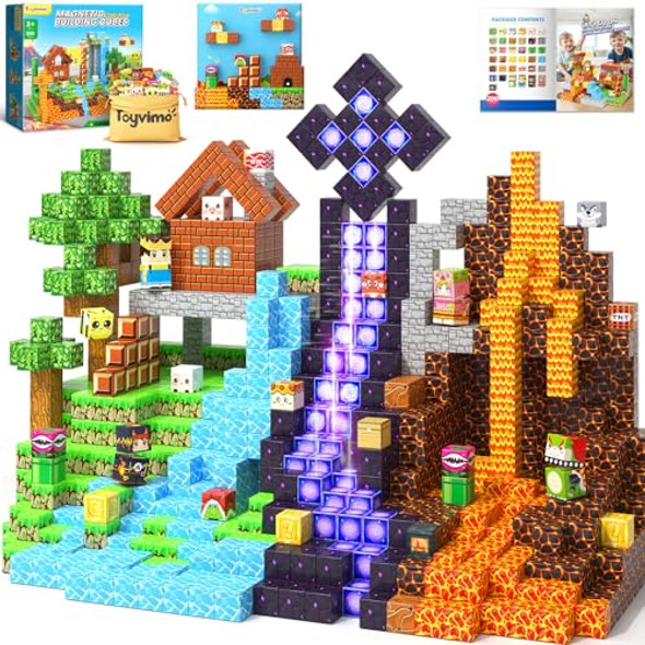 Toyvimo 200Pcs Magnetic Blocks Toys For Kids Ages 3-5 6-8 8-12 With Magnetic Board Sensory Kids Toys Stacking Blocks, Build Mine Magnet World-3 4 5 6 7 8 9 10 Year Old Boy Girls Birthday S Toyvimo 200Pcs Magnetic Blocks Toys For Kids Ages 3-5 6-8 8-12 With Magnetic Board Sensory Kids Toys Stacking Blocks, Build Mine Magnet World-3 4 5 6 7 8 9 10 Year Old Boy Girls Birthday S