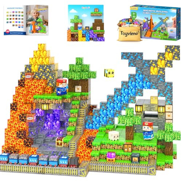 Toyvimo 150Pcs Magnetic Blocks - Build Mine Magnet World Kids Building Blocks With Magnet Board For 3 4 5 6 7 8 9 10 Year Old Boys & Girls Magnetic Tiles Stem Sensory Outdoor Toys For Kids Ages 4-8 5-7 Toyvimo 150Pcs Magnetic Blocks - Build Mine Magnet World Kids Building Blocks With Magnet Board For 3 4 5 6 7 8 9 10 Year Old Boys & Girls Magnetic Tiles Stem Sensory Outdoor Toys For Kids Ages 4-8 5-7