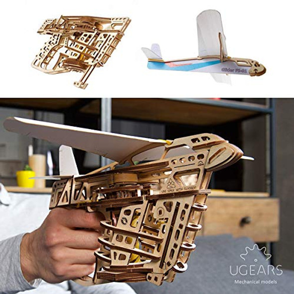Ugears Aeroplane Starter Ramp 3D Model Kit - Model Building Kits For Adults Teenagers - Laser Cut 3D Puzzle Wooden Construction Kit Creative 3D Wooden Puzzle Adults Model Making Set Without Glue