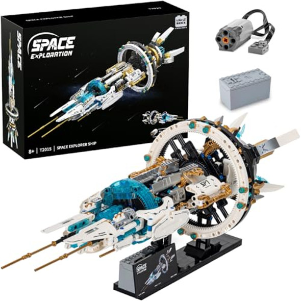 Uncle Brick Space Spaceship Building Blocks Set,With Lights And Power Motor,Interstellar Space Station,Space Exploration Toy,Creative Idea For Adults And Space Fans,For Boys And Gril Age 8-12