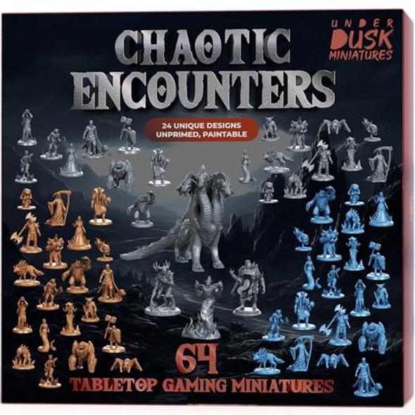 Underdusk: Chaotic Encounters - 64 Unpainted Tabletop Miniatures For D&D, Pathfinder & Rpgs Monster Figures Starter Pack With Stat Blocks Underdusk: Chaotic Encounters - 64 Unpainted Tabletop Miniatures For D&D, Pathfinder & Rpgs Monster Figures Starter Pack With Stat Blocks