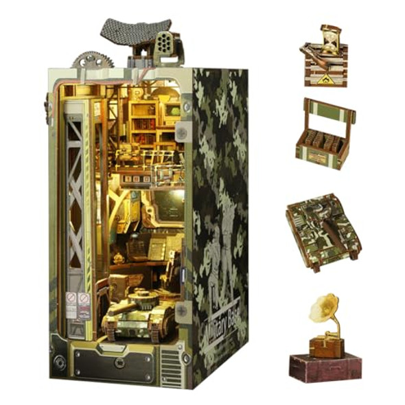 Uniqus Diy Book Nook Kit 3D Wooden Book Stand Military Base Puzzle Diy Dollhouse Wood Bookends Building Model Puzzle Toy With Led Light For Teens And Adults Building Creative S Uniqus Diy Book Nook Kit 3D Wooden Book Stand Military Base Puzzle Diy Dollhouse Wood Bookends Building Model Puzzle Toy With Led Light For Teens And Adults Building Creative S