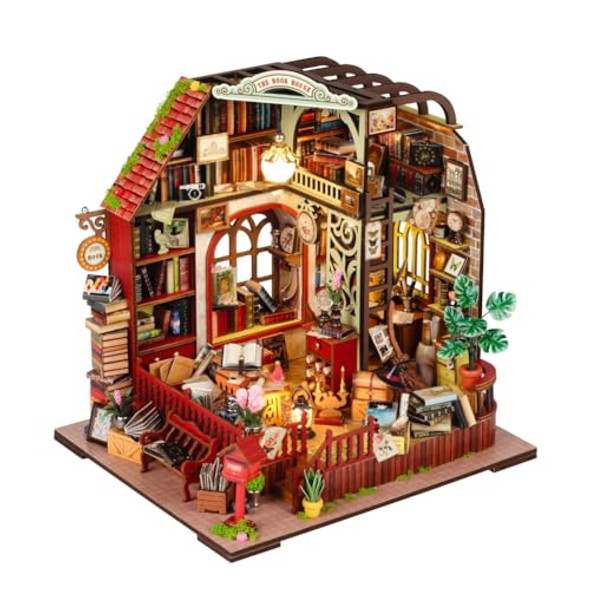 Uniqus Diy Miniature Dollhouse Kit With Led Lights 3D Wooden Assembled Kit Diy Miniature Kit Puzzle Assembly Crafts (Bookhouse) Uniqus Diy Miniature Dollhouse Kit With Led Lights 3D Wooden Assembled Kit Diy Miniature Kit Puzzle Assembly Crafts (Bookhouse)