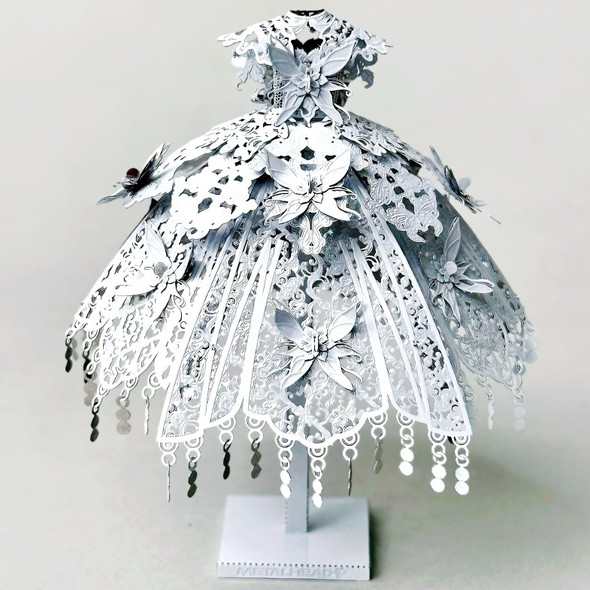 Uniqus 3D Metal Puzzle For Adults With Wedding Dress Design For Women & Diy Enthusiasts,Stereoscopic Metal Puzzle Model Assembly Creative Ornament Suitable For Home Decor Art Craft (Need Assembly) (White)