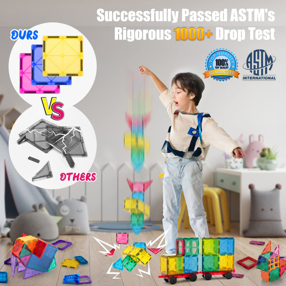 Urec Magnetic Tiles, 100Pcs Magnetic Blocks For Kids, 3D Diamond Magnet Tiles Building Blocks For Toddlers, Construction Stem Magnet Toys For 3+ Year Old Boys And Girls Urec Magnetic Tiles, 100Pcs Magnetic Blocks For Kids, 3D Diamond Magnet Tiles Building Blocks For Toddlers, Construction Stem Magnet Toys For 3+ Year Old Boys And Girls