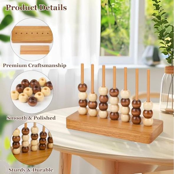 Vexong 4 In A Row Game Wooden - 4 Connect In A Row Classic Strategy Game For Adults Kids,Four Connect Same Colour In A Row,Portable Travel Games Family Board Games With Storage Bag