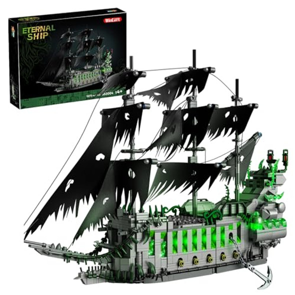 Win 1573 Pcs Pirate Ship Building Set With Led Light,Stem Ghost Ship Flying Dutchman Building Toy,Model Boat Mini Brick Kit Home Office Decor,Halloween Easter For Adults Boys Kids Ages 14+ Win 1573 Pcs Pirate Ship Building Set With Led Light,Stem Ghost Ship Flying Dutchman Building Toy,Model Boat Mini Brick Kit Home Office Decor,Halloween Easter For Adults Boys Kids Ages 14+