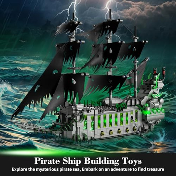 Win 1573 Pcs Pirate Ship Building Set With Led Light,Stem Ghost Ship Flying Dutchman Building Toy,Model Boat Mini Brick Kit Home Office Decor,Halloween Easter For Adults Boys Kids Ages 14+ Win 1573 Pcs Pirate Ship Building Set With Led Light,Stem Ghost Ship Flying Dutchman Building Toy,Model Boat Mini Brick Kit Home Office Decor,Halloween Easter For Adults Boys Kids Ages 14+