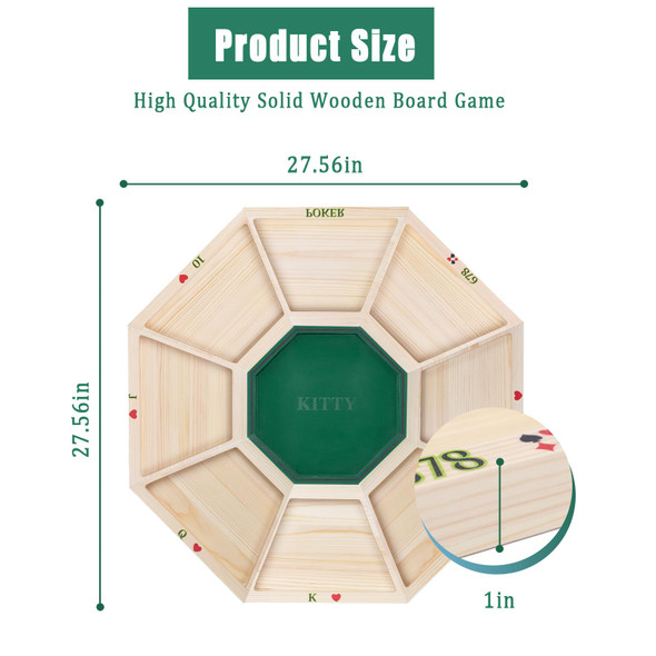 Wodgod 27.5In Large Detachable Michigan Rummy Deluxe Board Game Set,Wooden Game Board+2 Decks Of Poker+2 Boxes Of Playing Chips,Perfect Blend Of Rummy&Poker,Best For Family Game Night.