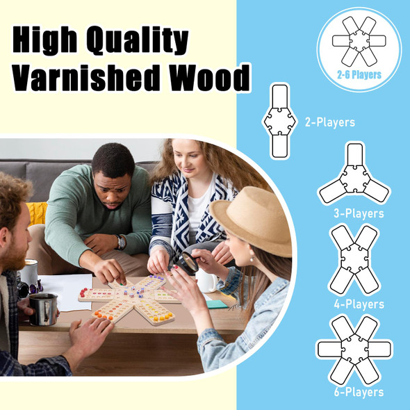Wodgod Original Marble Board Game Set, Portable Wooden Tabletop Game With 30 Marbles And 7 Dice For Family Party Nights (2-6 Players)