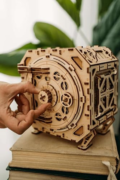 Wood Trick Safe Wooden Model Kit For Adults And Kids To Build - Diy Locker Puzzle Box With Combination - Mechanical - Store Your Precious Items - Heavy Duty Design - 3D Wooden Puzzle