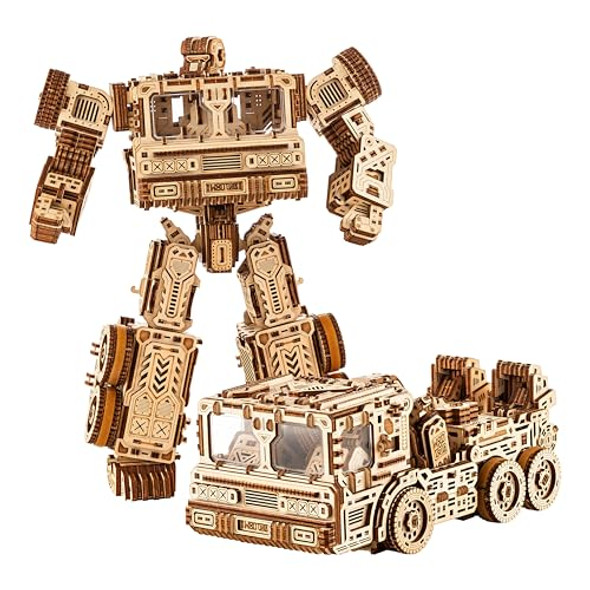 Wood Trick Timbertron Robot & Truck 3D Wooden Puzzles For Adults To Build - Rides Up To 9 Ft - Wooden Models Engineering Diy Project Mechanical 3D Puzzles Model Kits For Adults