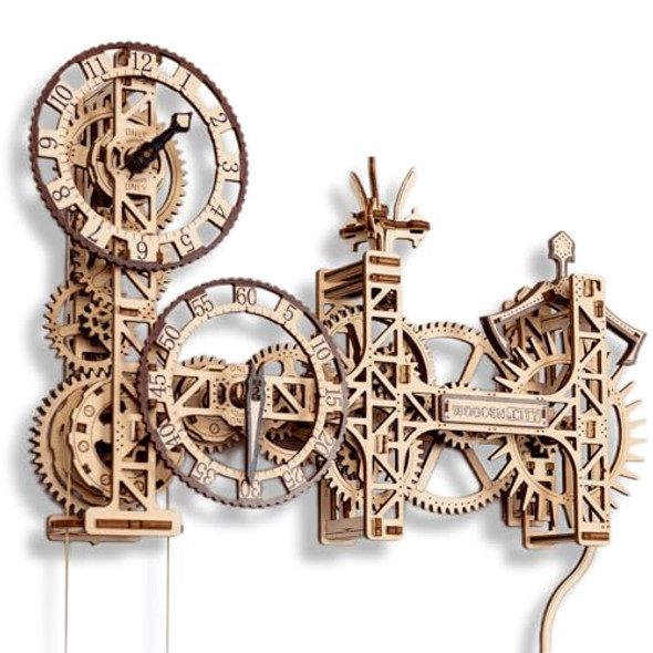 Wooden.City Steampunk Wall Clock Kit – 3D Wooden Puzzle For Adults, Mechanical Diy Clock Model, Working Wall Art (257 Pieces) Made In Eu