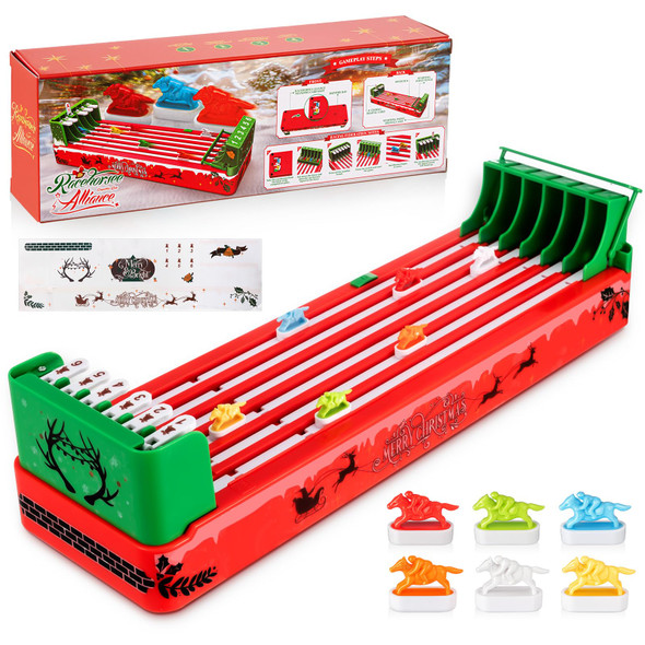 Wovnet 2 Set Horse Racing Game Electronic Horse Race Board Game With 6-Horse Portable Christmas Tabletop Toys For Party Family Adults Entertainment, Favor