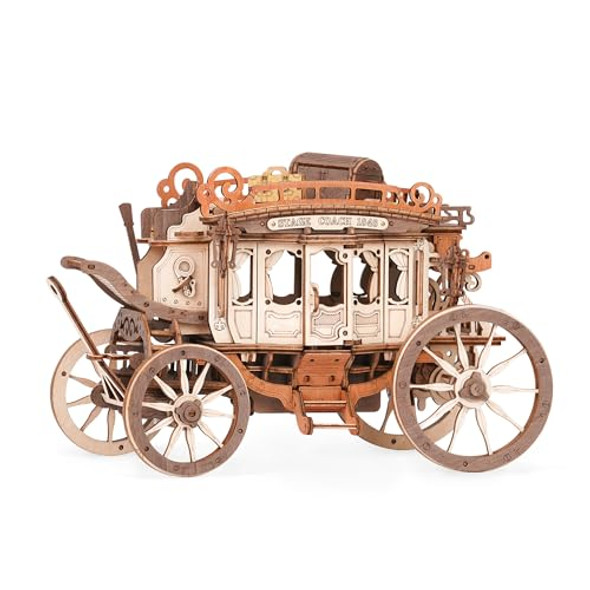 Wowood 3D Wooden Puzzles For Adults, 3D Puzzle Music Box, Model Car Stem Kits, Models For Adults To Build, Valentines Day/Birthday S, Hobby For Teen Adults（Stagecoach）