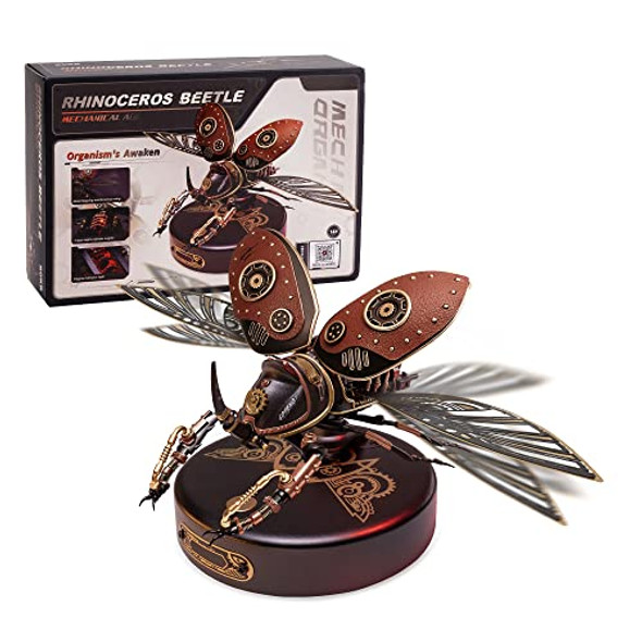 Wowood 3D Metal Puzzles For Adults, Diy Model Kits For Adults To Build, 156 Pieces Mechanical Puzzle Rhinoceros Beetle, Stem Toy, Birthday S（Rhinoceros Beetle）
