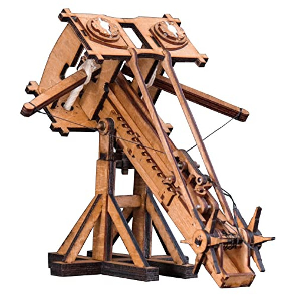 Yaqumw The Mini Roman Ballista Europe Medieval Siege Chariot Wooden Catapult Diy 3D Puzzles Model Kits Stem Projects Tabletop Toys