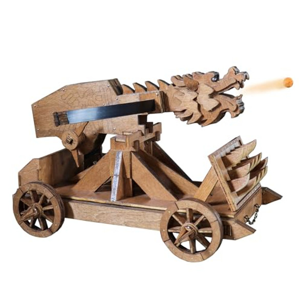 Yaqumw Mini Dragon Ballista Ancient Missile Launcher Usa Three Kingdoms Chariot Wooden Catapult Diy 3D Puzzles Model Kits Stem Projects Tabletop Toys