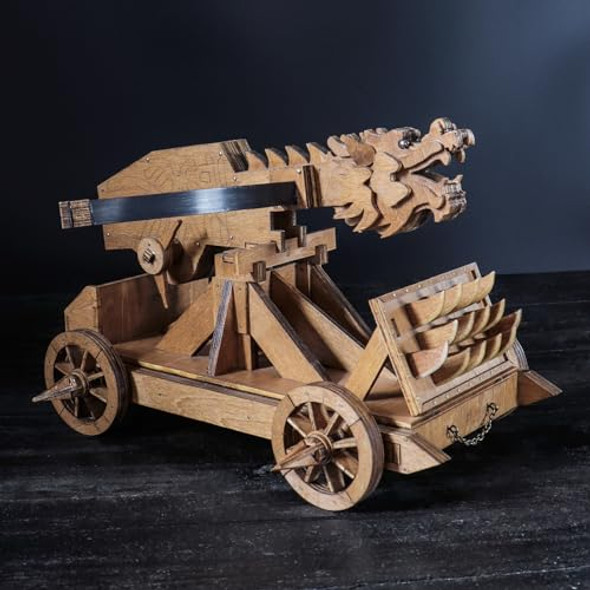 Yaqumw Mini Dragon Ballista Ancient Missile Launcher Usa Three Kingdoms Chariot Wooden Catapult Diy 3D Puzzles Model Kits Stem Projects Tabletop Toys