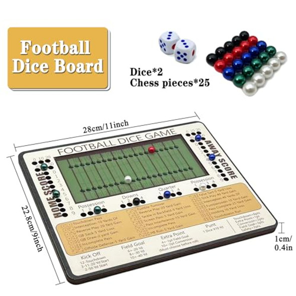 Yigogoyi Football Dice Board Game – Fun Wooden Tabletop Game For Family Game Night, Icebreaker, And Parties – Exciting Dice Football Game With Dice Tray, Perfect For Kids & Adults
