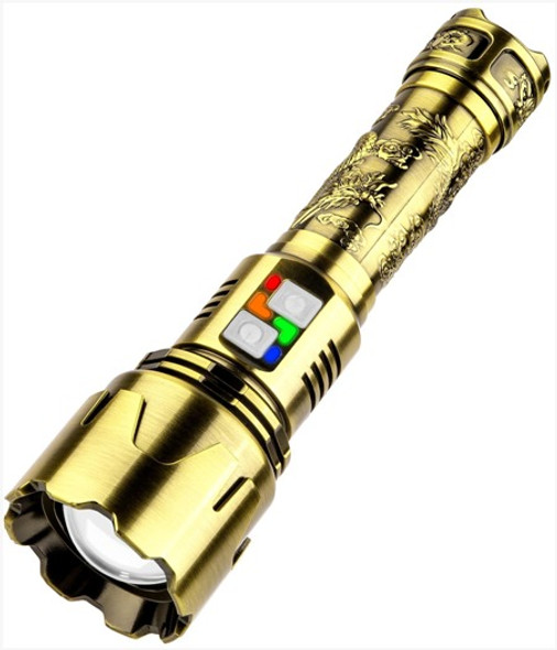 Kezu Aluminum Alloy Strong Light Flashlight, White Laser Wick, Battery Indicator, Lotus Broken Window Head, 26800 Battery - (KH-X02) Kezu Aluminum Alloy Strong Light Flashlight, White Laser Wick, Battery Indicator, Lotus Broken Window Head, 26800 Battery - (KH-X02)