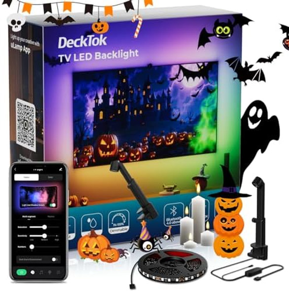 Dectok Tv Led Backlight 15.5Ft - Tv Lights That Change With Screen For 55-75'' Rgb Led Strip Light Cuttable With Smart App Control Game & Music Sync Color Changing Light For Halloween Home Decorations Dectok Tv Led Backlight 15.5Ft - Tv Lights That Change With Screen For 55-75'' Rgb Led Strip Light Cuttable With Smart App Control Game & Music Sync Color Changing Light For Halloween Home Decorations