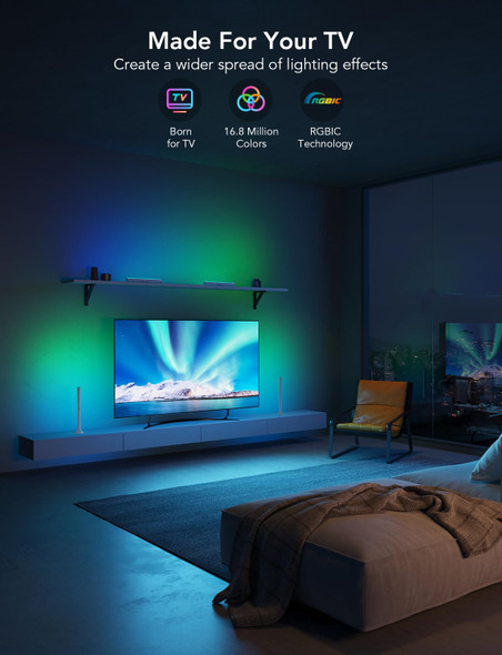 Govee Rgbic Light Bars 15 Inches Wifi Tv Backlight Suitable For 45-70 Inch Tvs Smart Light Bars With Multiple Placement Options Work With Alexa And Google Assistant Black Govee Rgbic Light Bars 15 Inches Wifi Tv Backlight Suitable For 45-70 Inch Tvs Smart Light Bars With Multiple Placement Options Work With Alexa And Google Assistant Black