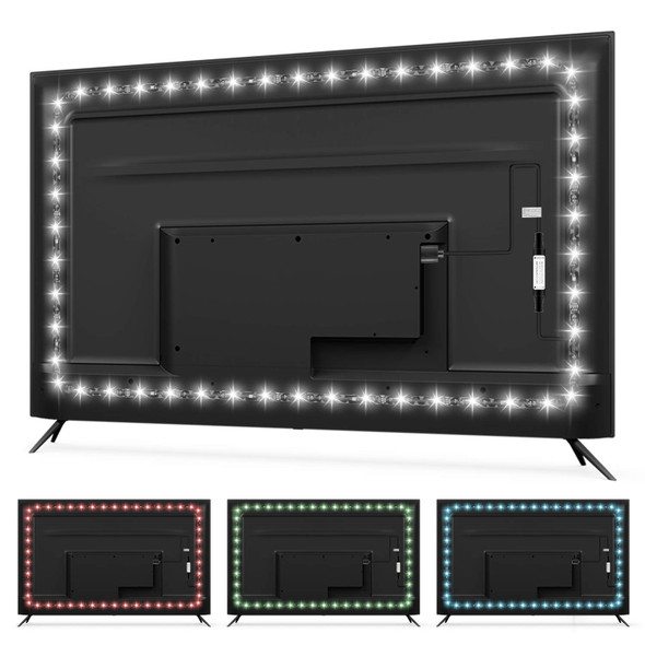 Hamlite Tv Led Backlight Usb Powered 6500K White Pc Monitor Bias Lighting For 60-65Inch Tvs 14.8Ft Rgbw Led Light With Rf Remote 20 Color Changing Led Background Room Decor Hamlite Tv Led Backlight Usb Powered 6500K White Pc Monitor Bias Lighting For 60-65Inch Tvs 14.8Ft Rgbw Led Light With Rf Remote 20 Color Changing Led Background Room Decor