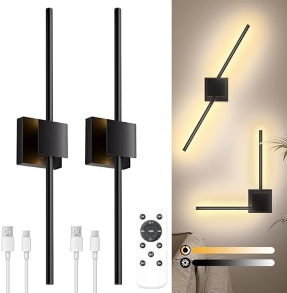 Torchlet Battery Operated Wall Sconce With Remote Control Dimmable Wall Sconces Set Of Two With Diy Independently Rotatable Lamp 3000K-6000K Led Wall Lights For Living Room Bedroom 28.3In 2 Pack Torchlet Battery Operated Wall Sconce With Remote Control Dimmable Wall Sconces Set Of Two With Diy Independently Rotatable Lamp 3000K-6000K Led Wall Lights For Living Room Bedroom 28.3In 2 Pack