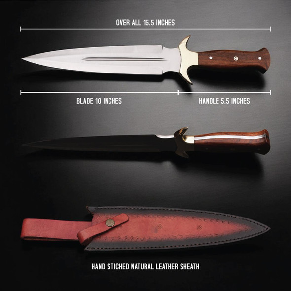 H and  H BLADES Handmade D2 Steel Dagger Knife-15 Fixed Blade Carry Knife With Leather Sheath- Gift For Mens- Bushcraft Survival Best for Camping, Fishing  Hunting and  Outdoor Activities H and  H BLADES Handmade D2 Steel Dagger Knife-15 Fixed Blade Carry Knife With Leather Sheath- Gift For Mens- Bushcraft Survival Best for Camping, Fishing  Hunting and  Outdoor Activities