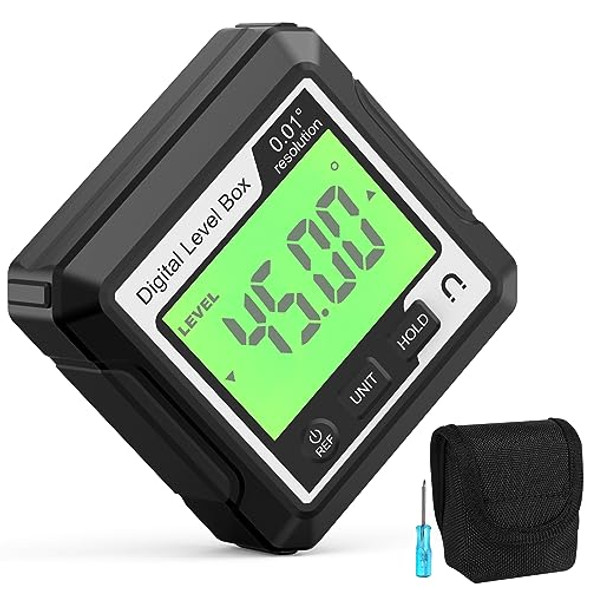 Abizarch Digital Level Angle Gauge Meter Magnetic Electronic Level Angle Finder Tool Protractor Inclinometer Woodworking Tools With Magnet For Construction Woodworking And Machinery(Black+White) (Black)