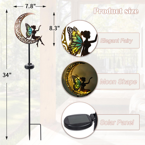 Afirst Solar Garden Lights Outdoor Decor Moon Fairy Stake Lights Waterproof Warm White Led Metal Stake Decor For Outdoor Pathway Yard Lawn Decoration Housewarming Mom S 2 Pack