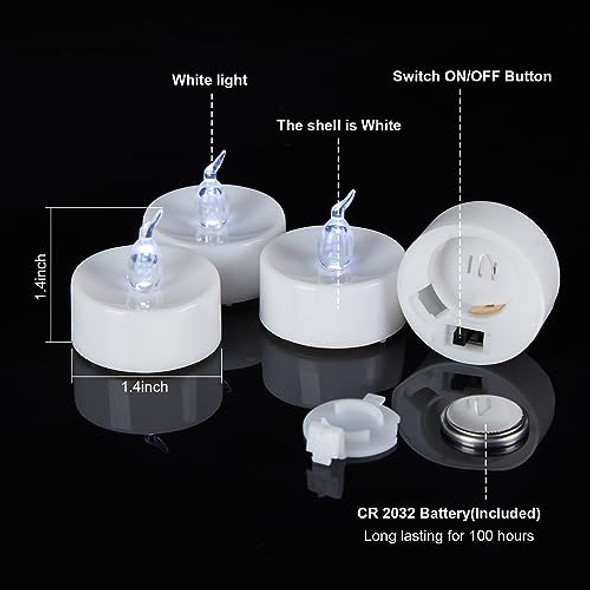 Agptek 24 Pcs Led Tealights Battery-Operated Flameless Candles Lights For Wedding Birthday Party - White