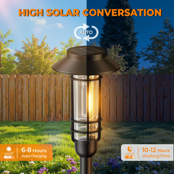 Ahaorigin 6 Pack Solar Pathway Lights Outdoor D Bright Solar Powered Garden Light Outside Waterproof Outdoor Lighting For Landscape Lawn Patio Yard Path Driveway Walkway Decor Warm White