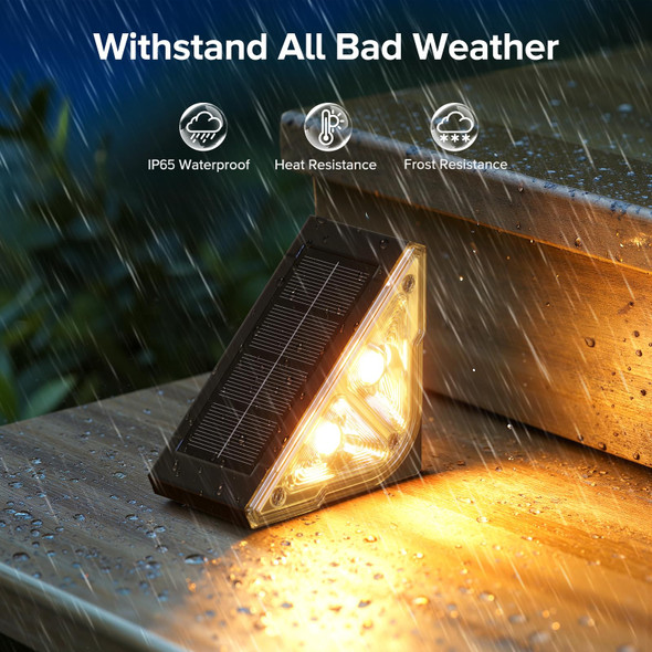 Ahaorigin Solar Step Lights For Outside 8 Pack Bright Led Spot Lens Triangle Solar Stair Light Outdoor Waterproof Outdoor Deck Lights For Yard Porch Patio Driveway Railing Warm White