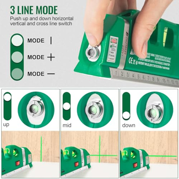 Aiktryee Laser Level Line Tool Multipurpose Laser Level Kit Standard Cross Line Laser Leveler Beam Tool With Metric Rulers 8Ft/2.5M For Picture Hanging Cabinets Tile Walls By Aiktryee.