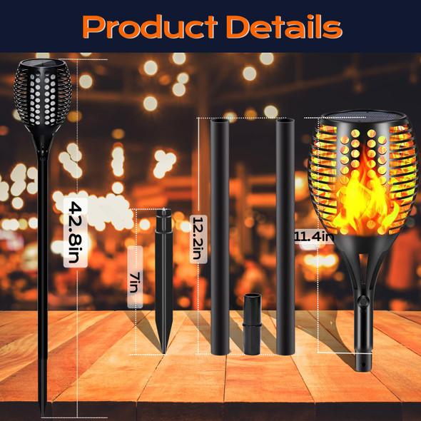 Aionarew Solar Light Outdoor 43" Waterproof Flickering Flames Torch Lights Solar Landscape Decoration Lighting Auto On/Off Pathway Lights For Garden Patio Yard Christmas 4 Packs