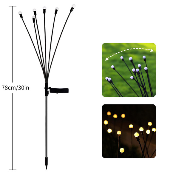 Aleney 2 Pack Solar Garden Swaying Lights Wind-Activated Outdoor Lights Outdoor Pathway Decoration Warm White