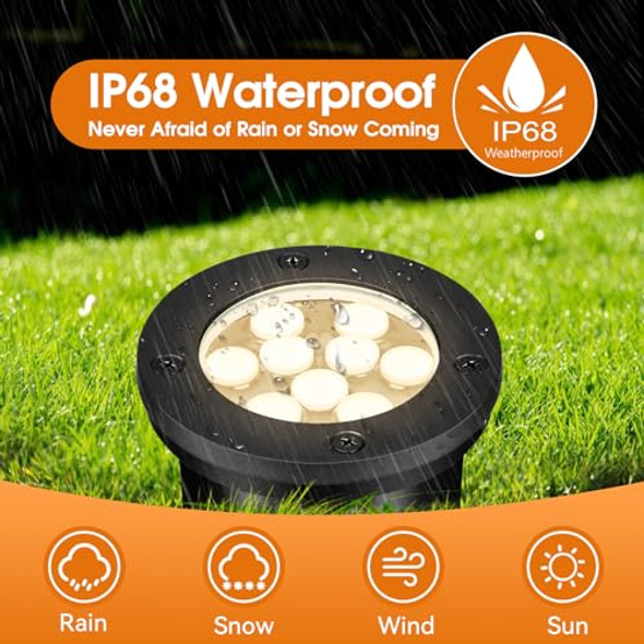 Aoaxl 9W Landscape Lights Outdoor 120V In-Ground Lights Ip68 Waterproof 2700K Warm White Outdoor Well Lights For Yard Pathway Driveway Deck 8 Pack