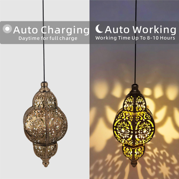 Aombzzj Hanging Solar Lights Garden Lights Metal Moroccan Lamp Waterproof For Outdoor Hanging Decor Yard Backyard Garden Decorative (1 Pack Bronze)