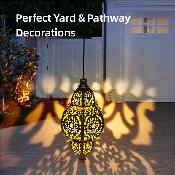 Aombzzj Hanging Solar Lights Garden Lights Metal Moroccan Lamp Waterproof For Outdoor Hanging Decor Yard Backyard Garden Decorative (1 Pack Bronze)