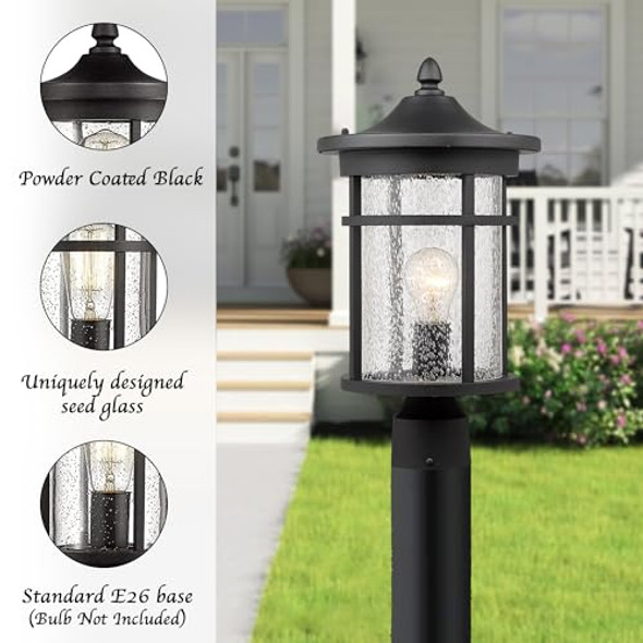 Bestshared Outdoor Post Light 16" Height Exterior Post Lighting Fixture Outdoor Patio Post Lantern For Pathway Driveway Front/Back Door (Black1 Pack)