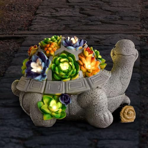 Bilolly S For Women Solar Lights For Outside Garden With Succulent And 8 Led Lights And Stump Lawn Decor Tortoise Statue For Garden Balcony Home Decor Unique Housewarming S For Mom Wife