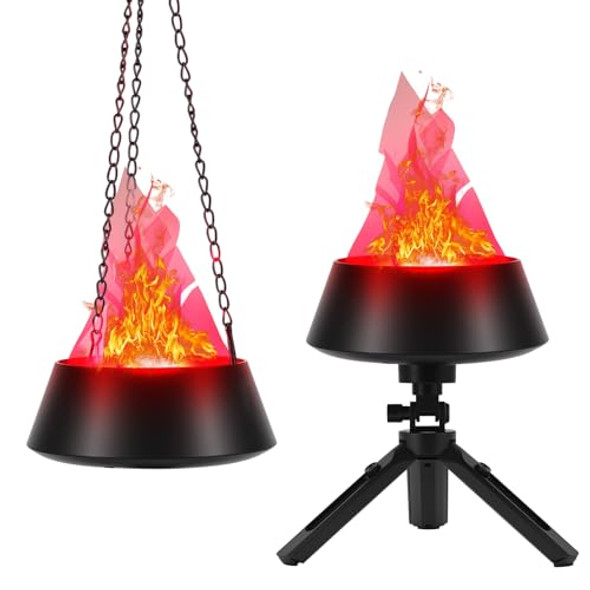Biupky 3D Dynamic Fire Effect Flame Light - 110V Plug-In Led Halloween Fire Light For Indoor/Outdoor Suspension Or Desktop Decor  Spooky Party Prop & Atmosphere Lighting For Bar Stage Home