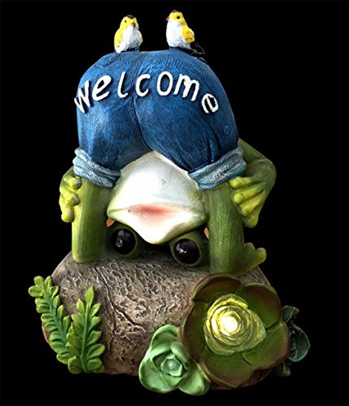 Bo-Toys Bo Toys Solar Powered Frog With 2 Birds Outdoor Led Garden Light Decor