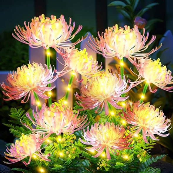 Bomier Solar Flowers Lights Outdoor Waterproof 4 Pack Garden Decor For Outside Solar Garden Lights Outdoor Decorative For Yard