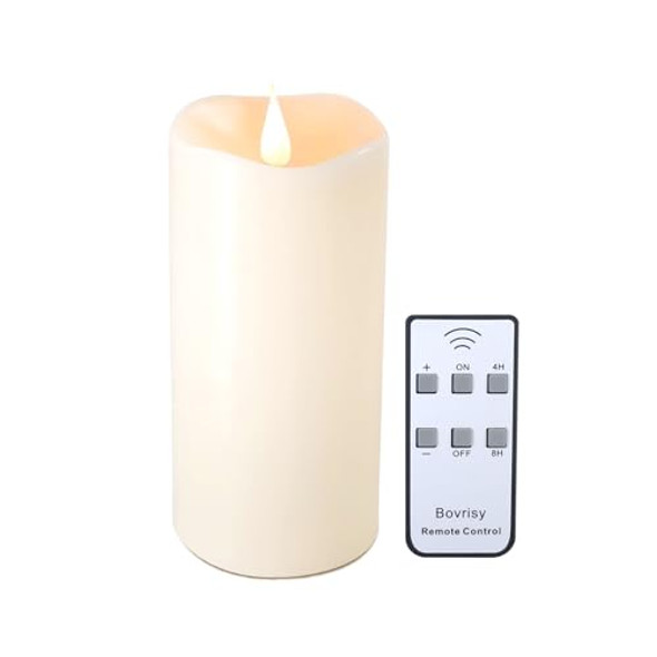 Bovrisy Battery Operated Flameless Candles With Remote Control Timer Flickering Led Candles With 3D Moving Flame Real Wax Fake 3"X 5" Ivory Realistic For Home Wedding Festival Christmas Party Decoration