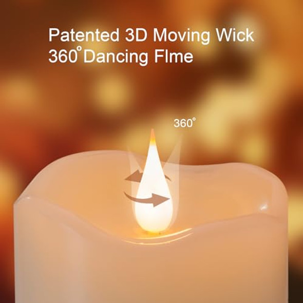 Bovrisy Battery Operated Flameless Candles With Remote Control Timer Flickering Led Candles With 3D Moving Flame Real Wax Fake 3"X 5" Ivory Realistic For Home Wedding Festival Christmas Party Decoration